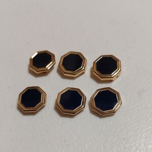 Vintage AVON Octagon Shaped Enameled Button Covers 6 Piece 2 Set Of 3 Black Navy